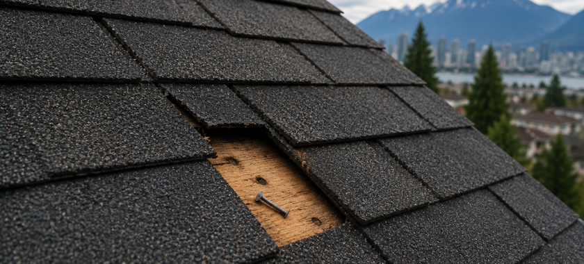 Missing roof nails causing leaks in Vancouver homes