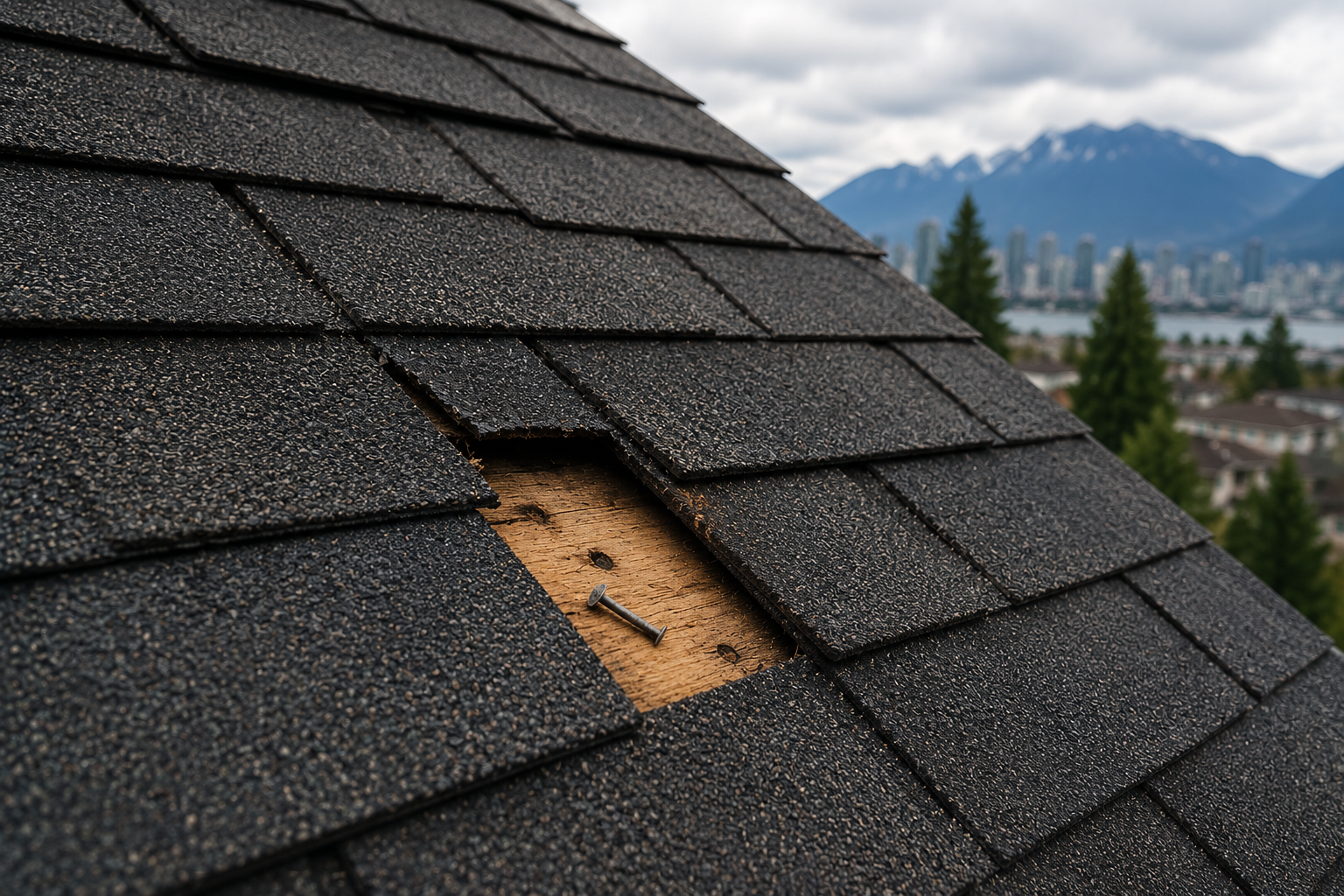 Missing roof nails causing leaks in Vancouver homes