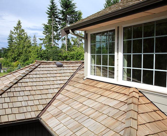 Cedar shake roofing on a residential home in British Columbia